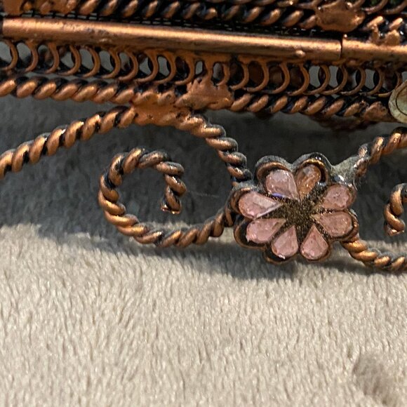 Wayne M. Kleski Viintage Victorian Clock Velvet, Metal, Floral Embellishment - Picture 6 of 8